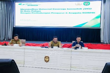 Staf Ahli Wali Kota Taufik Gurrahman Beri Sambutan pada Sosialisasi BPJS Ketenagakerjaan